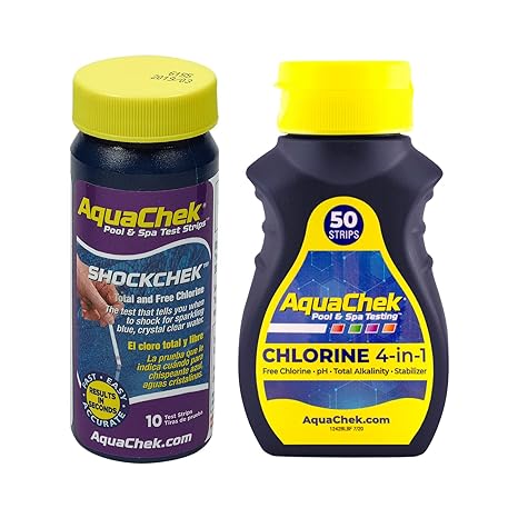 AquaChek Chlorine 4-in-1 + Shock Test Strips (50 strips)