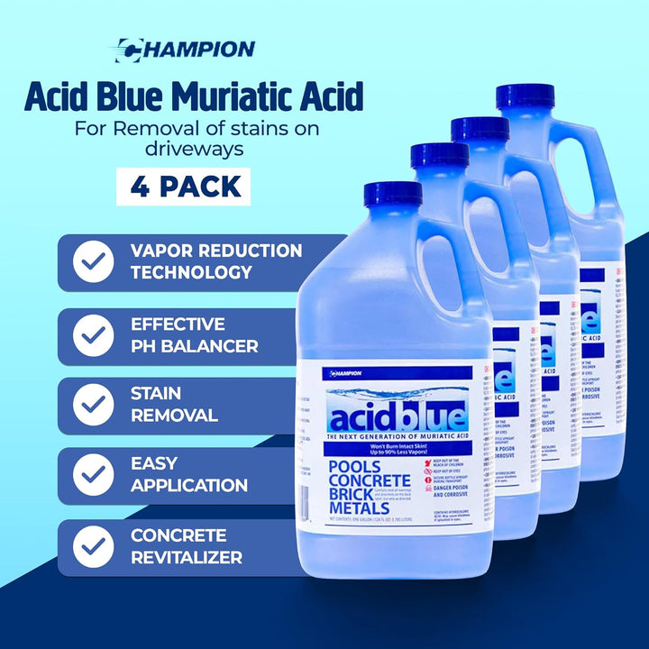 Champion AcidBlue Muriatic Acid 1 Gallon (Pack of 4)