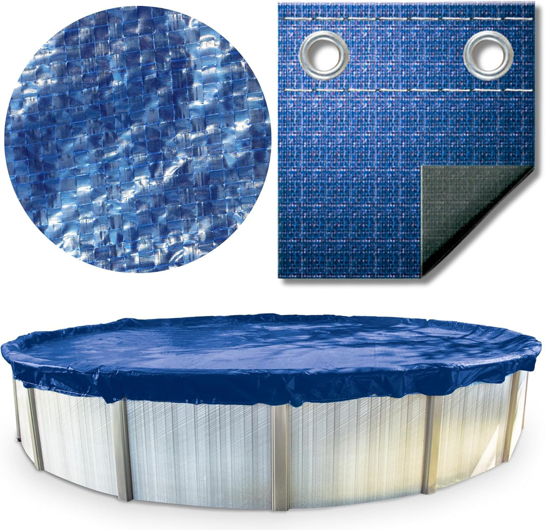 Swimline 24' Round Winter Pool Cover, Blue/Black with Winch & Cable PCO828
