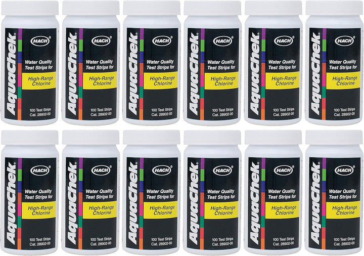 AquaChek High Range Chlorine Test Strips (100 test strips) (Pack of 12)