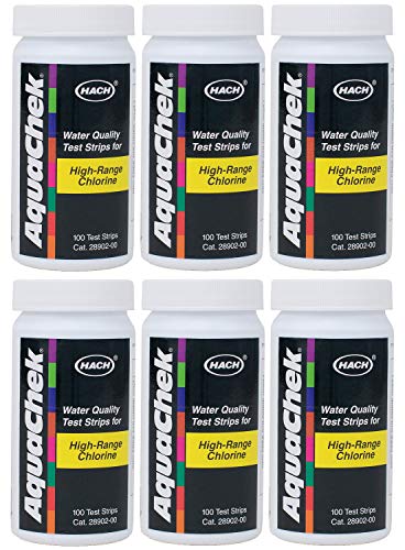 AquaChek High Range Chlorine Test Strips (100 test strips) (Pack of 6)