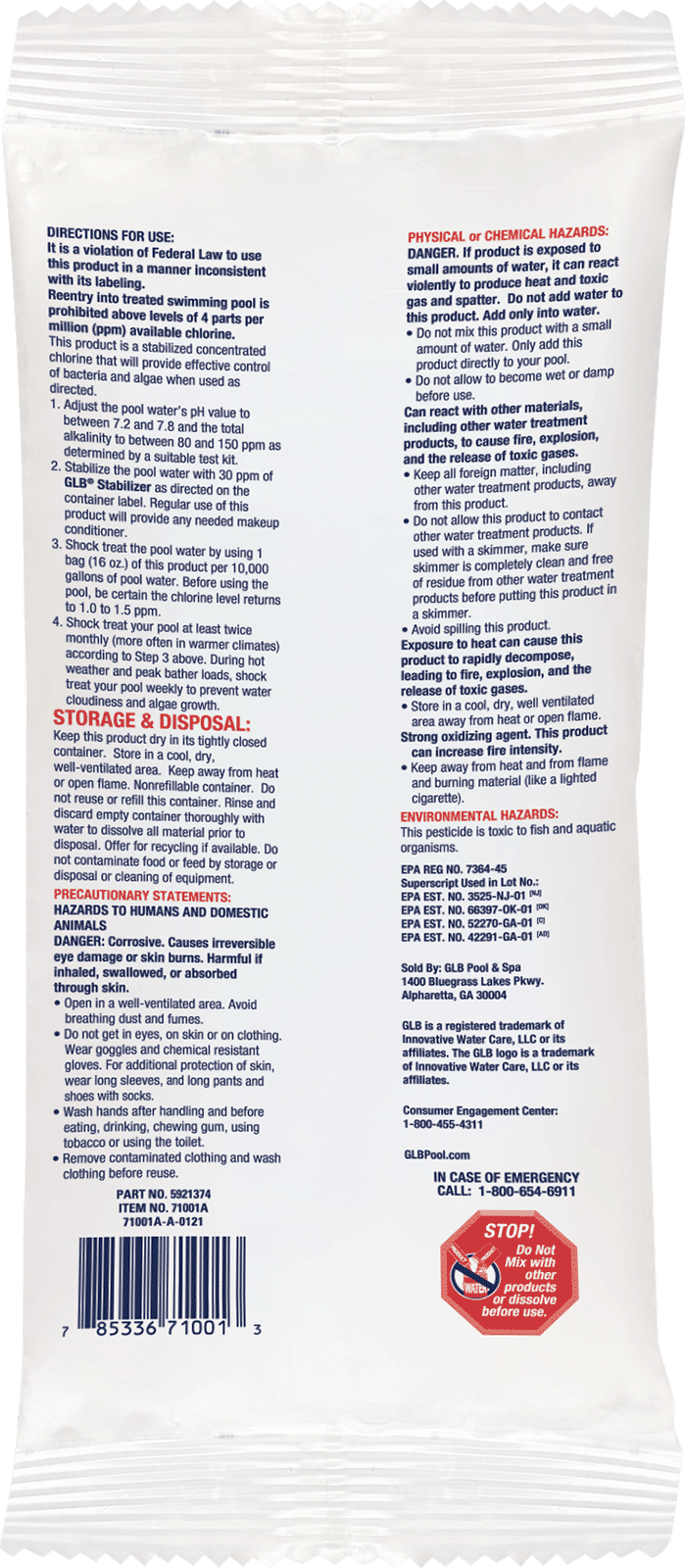 GLB Granular Chlorine 1lb.