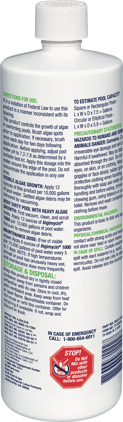 GLB Algimycin 1000 32oz.