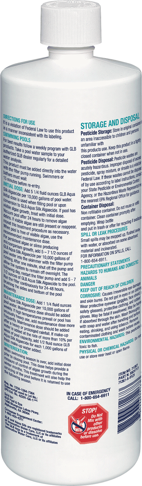 GLB Aqua Silk Algaecide 32oz.