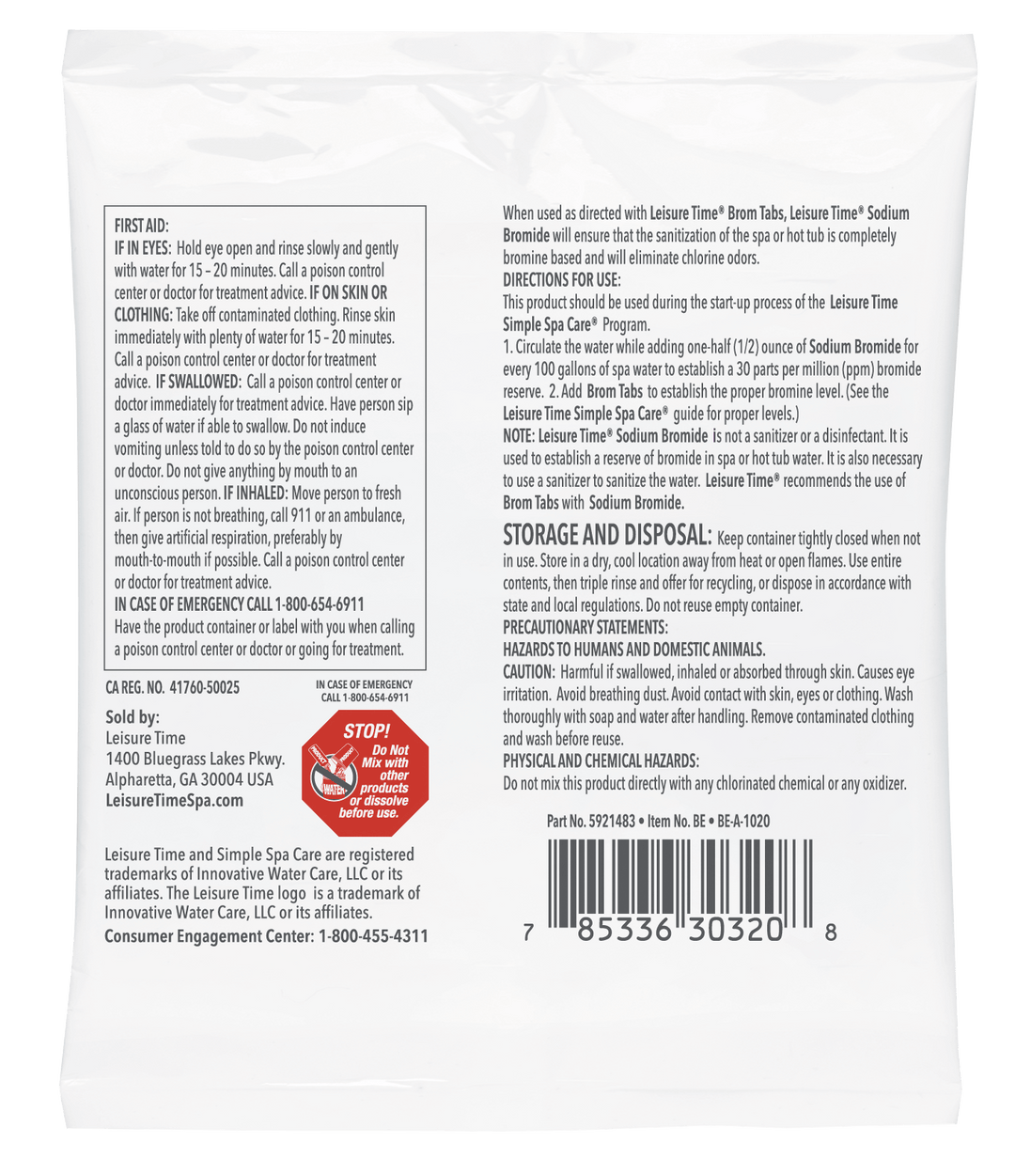 Leisure Time Sodium Bromide 2oz (6 pack)